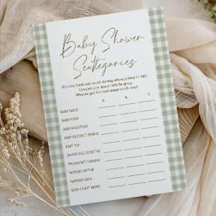 Affiche Jeu de Baby Shower Scattergories aux douces pétale