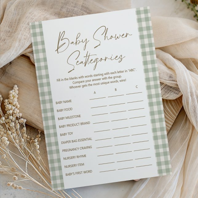 Affiche Jeu de Baby Shower Scattergories aux douces pétale (Créateur téléchargé)