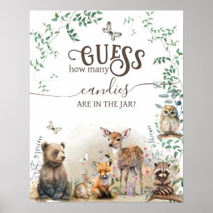 Affiche Jeu de Baby Shower sur les animaux de la forêt