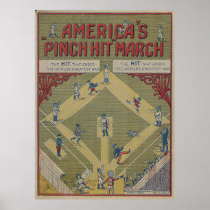 Affiche Jeu de baseball vintage de la Première Guerre mond