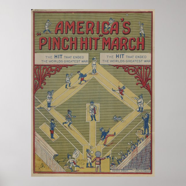Affiche Jeu de baseball vintage de la Première Guerre mond (Devant)