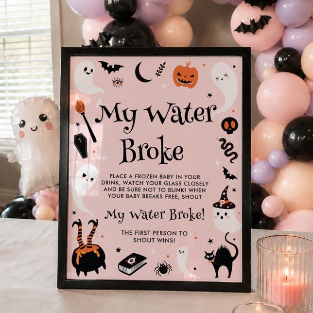 Affiche Jeu de Bébé Shower Halloween Rose Ma Source a Cass (Créateur téléchargé)