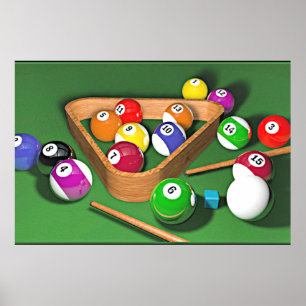 Affiche Jeu de billard, coloré