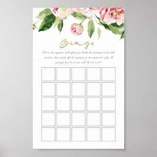 Affiche Jeu de Bingo Aquarelle Flush Doux Peony