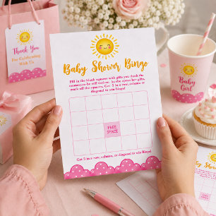Affiche Jeu de bingo Chic Jaune Sunshine pour Baby Shower