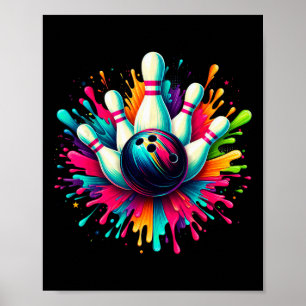 Affiche Jeu de Bowling coloré Jour Bowling mignon Colorspl
