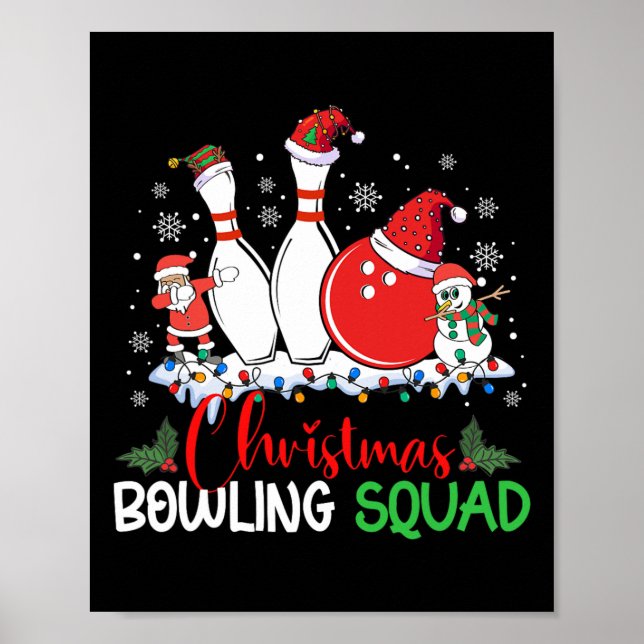 Affiche Jeu de bowling de Noël Jeu de lumières Père Noël B (Devant)