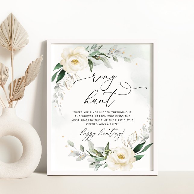 Affiche Jeu de chasse à la bague florale élégante en feuil (Créateur téléchargé)