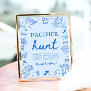 Affiche Jeu de chasse à la tétine bébé Saint-Valentin dess