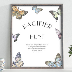 Affiche Jeu de chasse à la tétine papillon à l'aquarelle