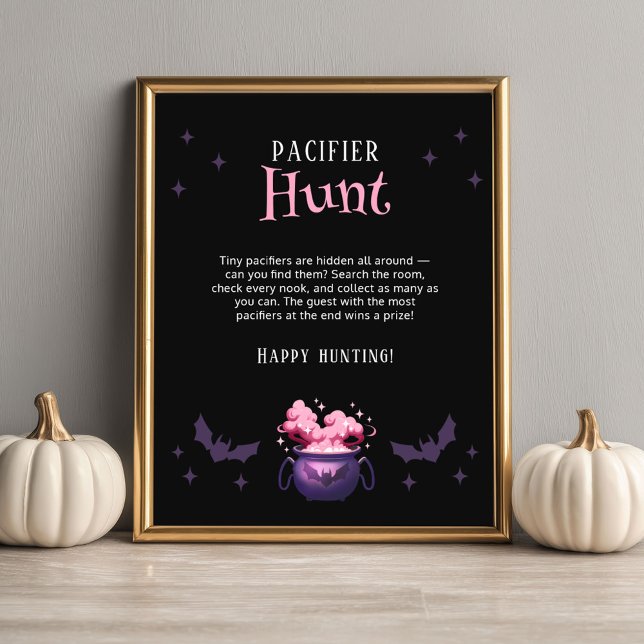 Affiche Jeu de chasse à la tétine pour Baby Shower Hallowe (Créateur téléchargé)