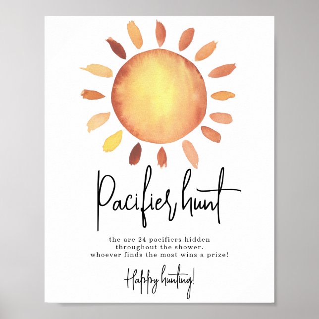 Affiche Jeu de chasse à la tétine Sunshine baby shower (Devant)