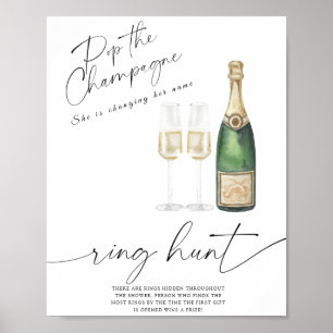 Affiche Jeu de chasse à l'anneau de shower de mariage - Ch