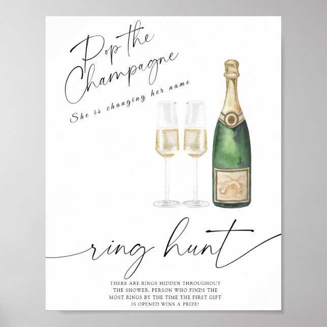 Affiche Jeu de chasse à l'anneau de shower de mariage - Ch (Devant)