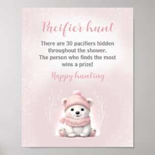 Affiche Jeu de chasse à l'ours rose Baby shower Pacifique