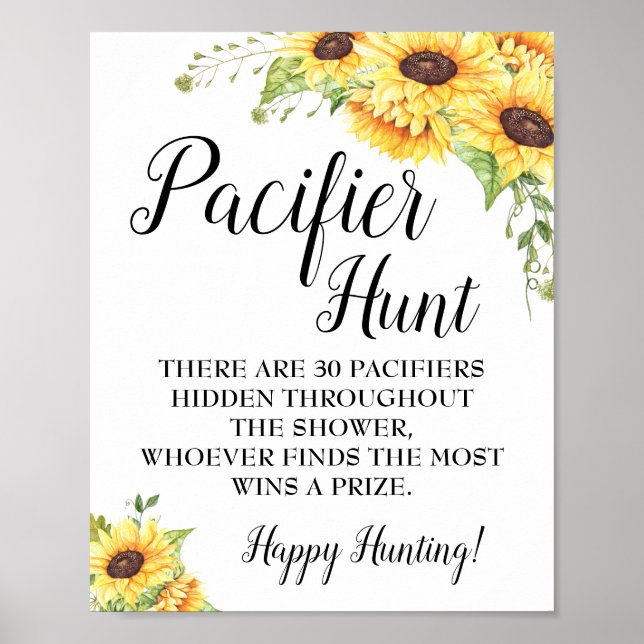 Affiche Jeu de chasse au Pacifique Baby shower signe de to (Devant)