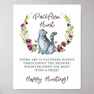 Affiche Jeu de chasse au Pacifique de Baby shower Purr-Fec