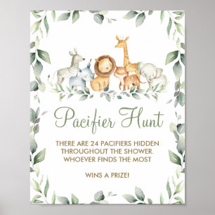 Affiche Jeu de chasse de la Jungle de verdure Animaux Douc