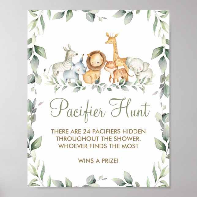 Affiche Jeu de chasse de la Jungle de verdure Animaux Douc (Devant)