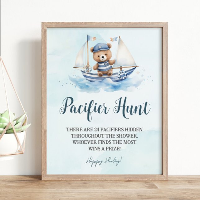 Affiche Jeu de chasse Nautical Cute Sailor Teddy Bear Paci (Créateur téléchargé)