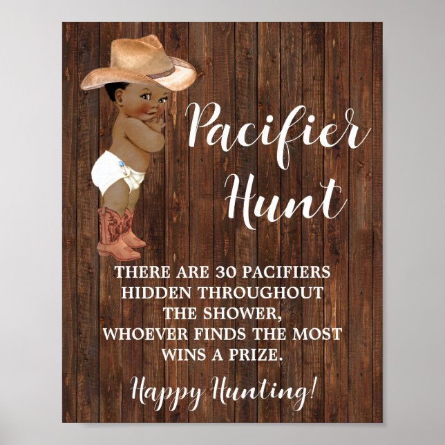Affiche Jeu de chasse pacifique AA Cowboy Baby shower (Devant)