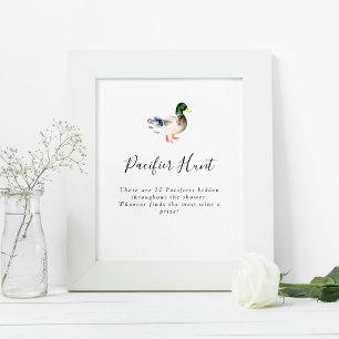 Affiche Jeu de chasse pacifique Baby shower de canard simp