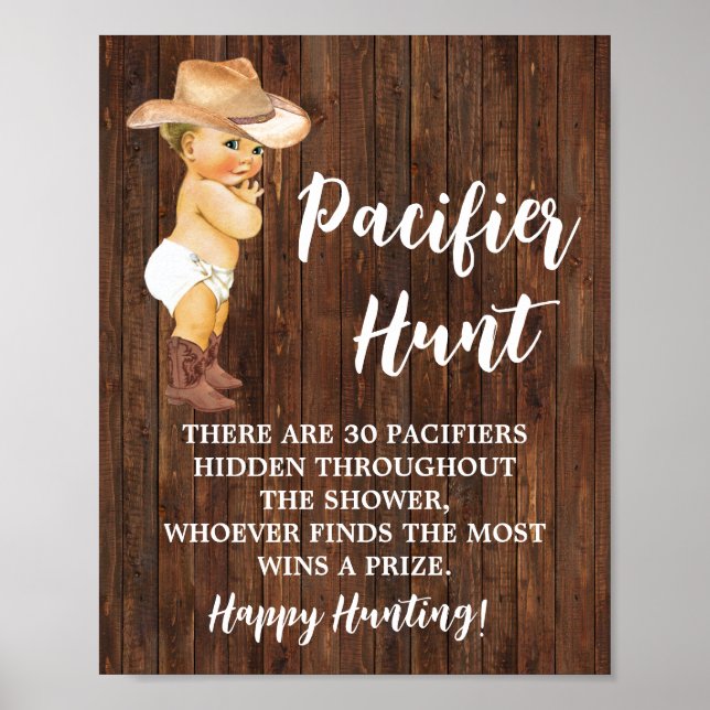 Affiche Jeu de chasse pacifique Petit Cowboy Baby shower S (Devant)