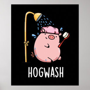 Affiche Jeu de cochon amusant Jeu de chien foncé BG