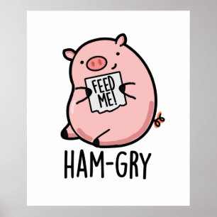 Affiche Jeu de cochon animal amusant qui a faim de jambon
