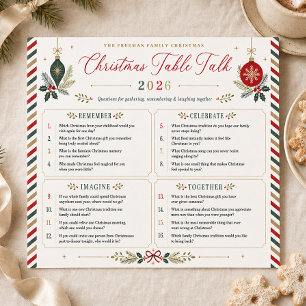 Affiche Jeu de conversation de Noël pour la famille Table