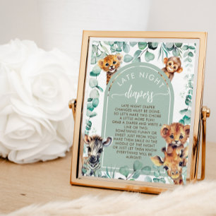 Affiche Jeu de couche pour bébé Safari Animal Baby Shower 