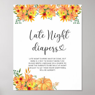 Affiche Jeu de couches pour citrouille florale de nuit tar