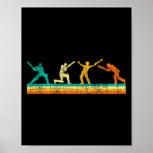 Affiche Jeu de cricket coloré - Cricketer Tsman Tting Cric