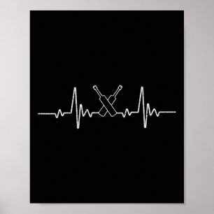 Affiche Jeu de cricket Funny Heartbeat pour joueur T Lover