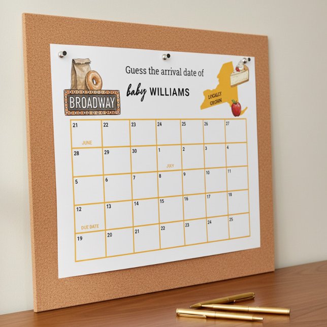 Affiche Jeu de date d'accouchement pour bébé dessiné local (Baby Arrival Date guessing game from the NYC Locally Grown Baby Shower collection by Darling & May)