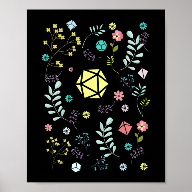 Affiche Jeu de dés floraux Fleurs et Plante Tabletop RPG (Devant)