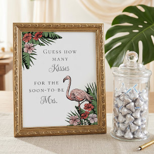 Affiche Jeu de devinette de baisers pour mariage tropical
