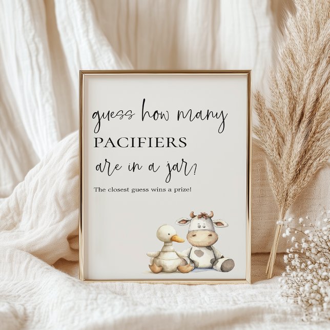 Affiche Jeu de devinette de bébé Shower avec des animaux e (Créateur téléchargé)