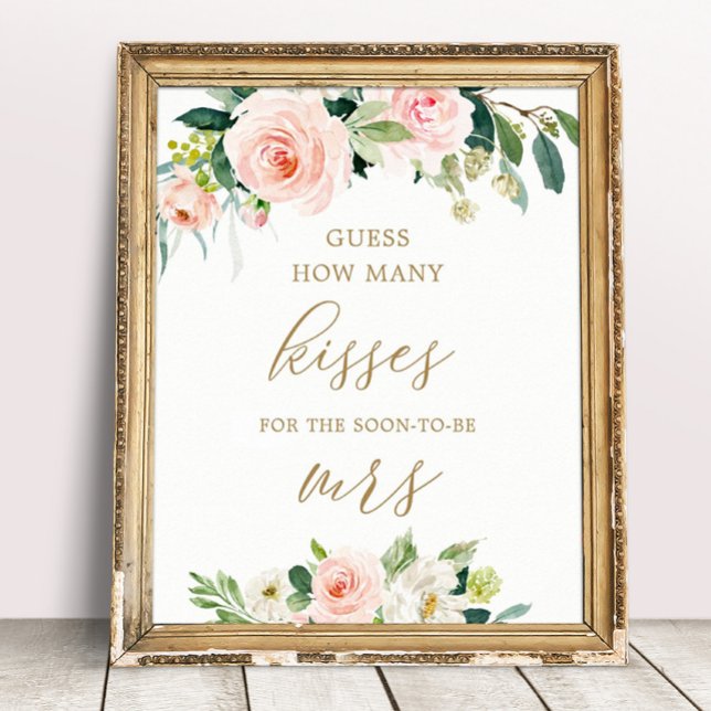 Affiche Jeu de devinette de bisous Floral pour la soirée d (Créateur téléchargé)