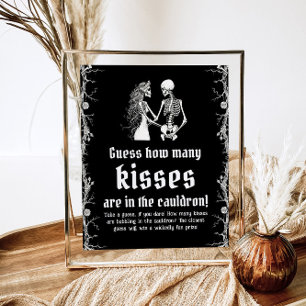 Affiche Jeu de devinette de bisous Halloween gothique noir
