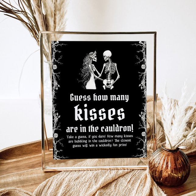 Affiche Jeu de devinette de bisous Halloween gothique noir (Créateur téléchargé)