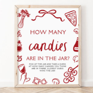Affiche Jeu de devinette de bonbons de mariage italien rou
