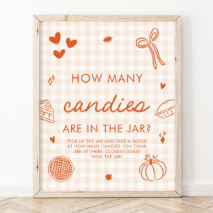 Affiche Jeu de devinette de bonbons Fall Gingham Cutie Pie