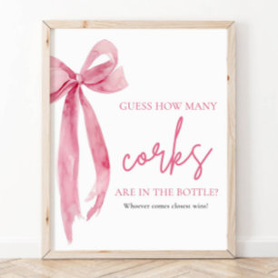 Affiche Jeu de devinette de bouchons à ruban rose pâle élé
