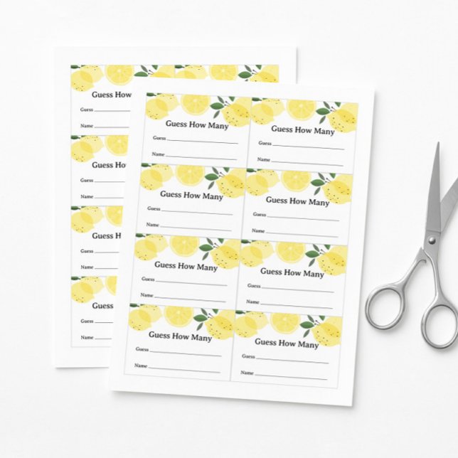 Affiche Jeu de devinette de citrons - Tickets de devinette (Créateur téléchargé)
