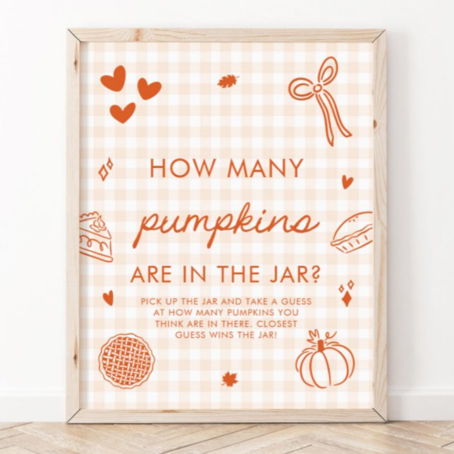 Affiche Jeu de devinette de citrouilles Cutie Pie Orange d (Fall Orange Cutie Pie Guess How Many Pumpkins Game Sign)
