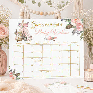 Affiche Jeu de devinette de l'arrivée de bébé Floral Triba
