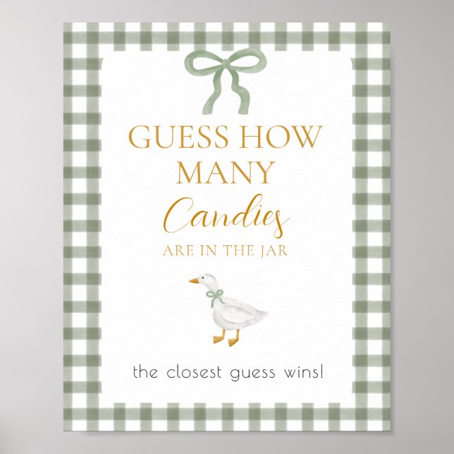 Affiche Jeu de devinette de Silly Goose Green Gingham (Devant)