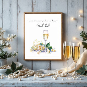 Affiche Jeu de devinette Mariage Thème Perles & Prosecco