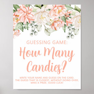 Affiche Jeu de devinette pour Baby Shower Fille Fleur de P